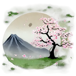 Sakura Tree With Mountain Background Png 22 PNG Image