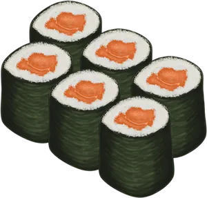 Salmon Maki Sushi Rolls PNG Image