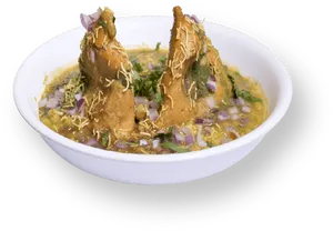 Samosa Chaat Delicious Indian Appetizer PNG Image