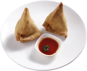 Samosaswith Chutney Dish PNG Image