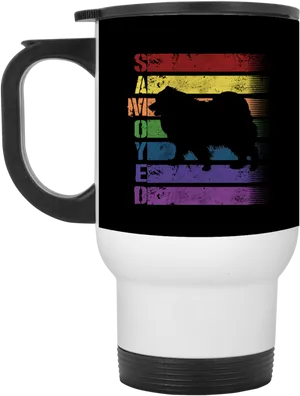 Samoyed Rainbow Travel Mug PNG Image