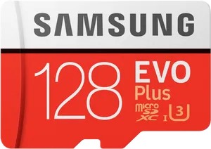 Samsung E V O Plus128 G B Micro S D Card PNG Image