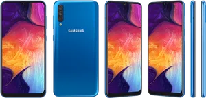 Samsung Galaxy A Series Smartphone Multiple Views PNG Image