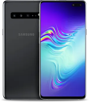 Samsung Galaxy S10 Black Front Back View PNG Image