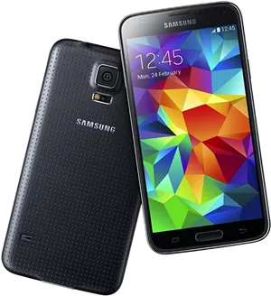 Samsung Galaxy S5 Smartphone Displayand Back Cover PNG Image