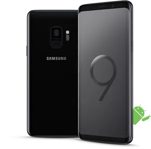 Samsung Galaxy S9 Black Front Back PNG Image