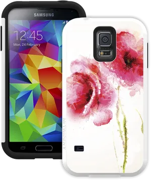 Samsung Smartphone Floral Case Design PNG Image