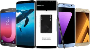 Samsung Smartphone Models Showcase PNG Image