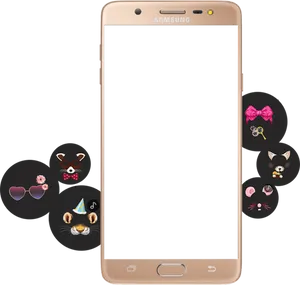 Samsung Smartphonewith Cute Icons PNG Image