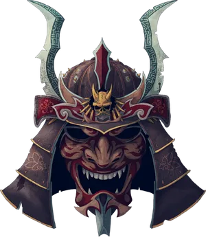 Samurai Helmetand Mask Artwork PNG Image