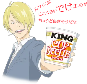 Sanji Holding Cup Noodle PNG Image