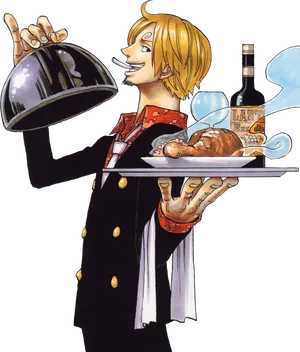 Sanji Serving Food One Piece PNG Image