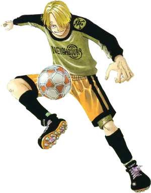 Sanji Soccer Style One Piece Character PNG Image