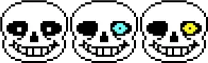 Sans Pixel Art Triptych PNG Image