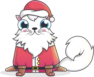 Santa_ Cat_ Cartoon_ Character PNG Image