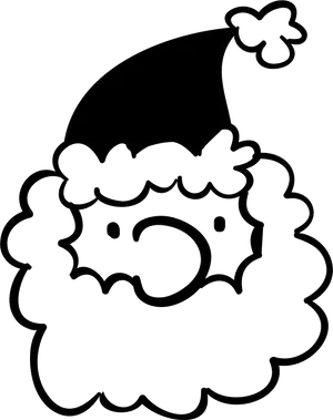 Santa Claus Hatand Beard Outline PNG Image