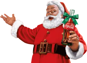 Santa Claus Holding Coca Cola PNG Image