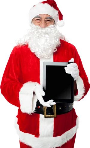 Santa Claus Holding Tablet PNG Image