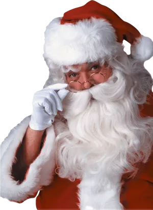 Santa Claus Portrait Adjusting Glasses PNG Image