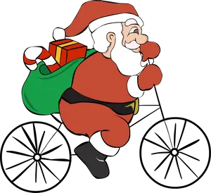 Santa Claus Riding B M X Bike With Gifts PNG Image