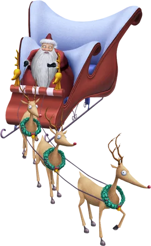 Santa Claus Sleigh Reindeer Christmas Eve PNG Image