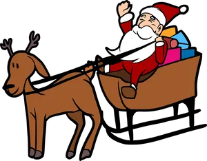 Santa Claus Sleigh Ride Cartoon PNG Image