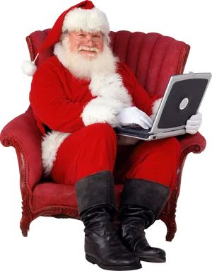 Santa Claus With Laptop PNG Image