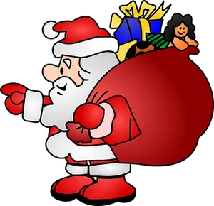 Santa Clauswith Gifts Vector PNG Image