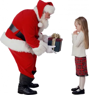 Santa Giving Giftto Child PNG Image