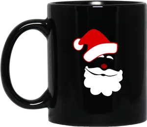 Santa Hat Beard Mug Design PNG Image