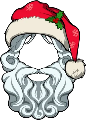 Santa Hatand Beard Illustration.png PNG Image