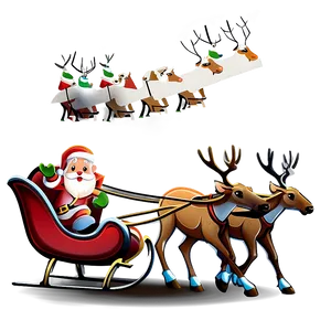 Santa's Sleigh And Reindeer Heading To Town Png Ggm PNG Image