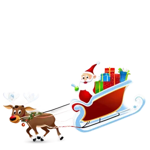 Santa's Sleigh And Reindeer Heading To Town Png Luq PNG Image