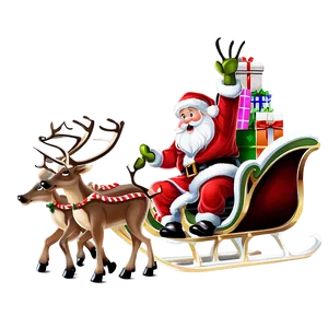 Santa Sleigh And Reindeer A PNG Image