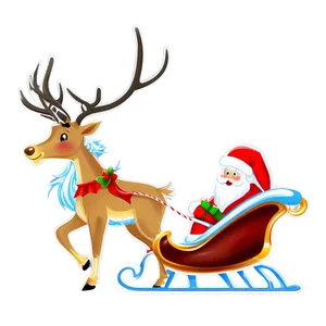 Santa Sleigh And Reindeer B PNG Image