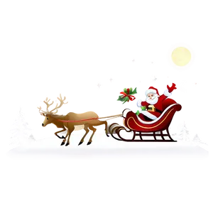 Santa Sleigh And Reindeer By Moonlight Png Vnb13 PNG Image