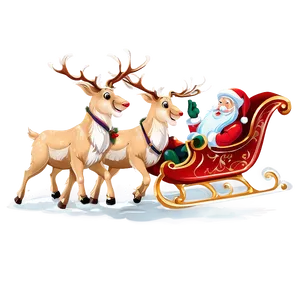 Santa Sleigh And Reindeer In Snow Png 7 PNG Image