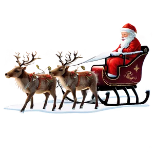 Santa Sleigh And Reindeer In Snow Png Gka PNG Image