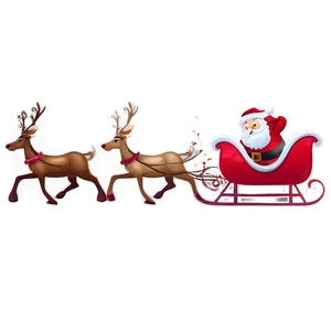 Santa Sleigh And Reindeer With Stars Png Fvu PNG Image