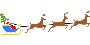 Santa Sleigh Reindeer Silhouette PNG Image