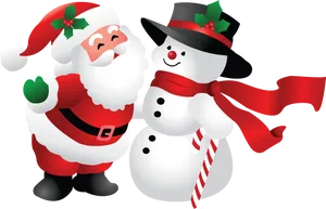 Santaand Snowman Holiday Clipart PNG Image