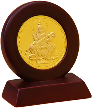 Saraswati Goddess Embossed Plaque PNG Image