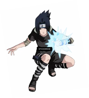 Sasuke Uchiha Chidori Power Up PNG Image