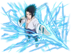 Sasuke Uchiha Chidori Technique PNG Image