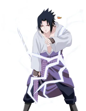 Sasuke Uchiha Readyfor Battle PNG Image