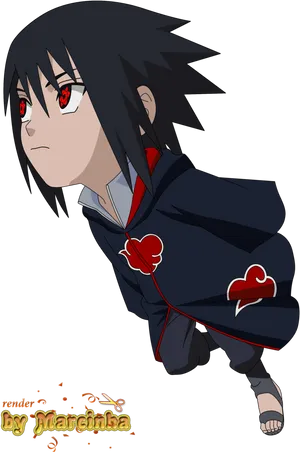 Sasuke Uchiha Sharingan Stance PNG Image