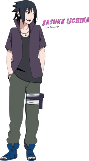 Sasuke Uchiha Smile Full Body PNG Image