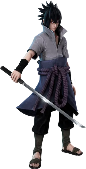 Sasuke Uchiha With Sword PNG Image