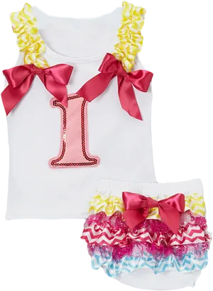 Satin Bow Baby Outfit PNG Image