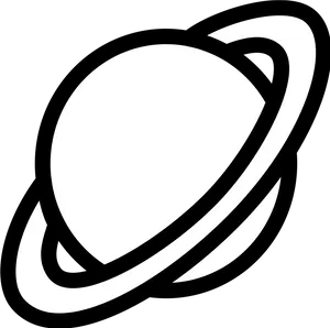 Saturn Icon Blackand White PNG Image